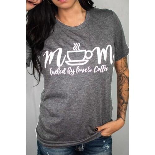 MOM fueled by coffee t shirt graphic women fashion grunge tumblr aesthetic camisetas mother days gift cute kawaii slogan tee top