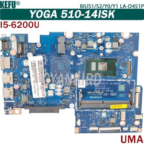 KEFU LA-D451P original mainboard for Lenovo YOGA 510-14ISK Flex4-1470 with I5-6200U Laptop motherboard
