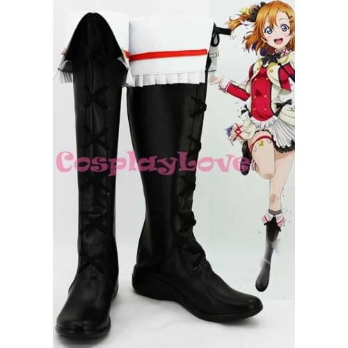 Newest Custom Made Japanese Anime Lovelive! 2th Black Kousaka Honoka Cosplay Shoes Long Boots For Halloween Christmas
