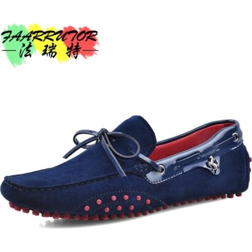 Brand New US 6-11 Big Size 45 Cow Suede Leather Mens Lace Up Loafers Casual Driving Car Shoes Moccasin Boat Shoes