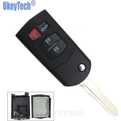 OkeyTech 4 Buttons Folding Flip Remote Keyless Key Shell Case Fob Housing for Mazda 3 6 2010 -2012 For MX-5 Miata 2006 2007-2012