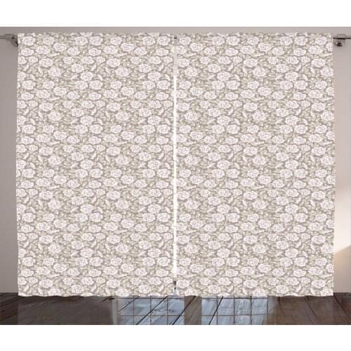 Pastel Vintage Floral Curtains Garden Art Soft Colors Satin Fabric Drapes for Living Room Bedroom 2 Panel Window Set