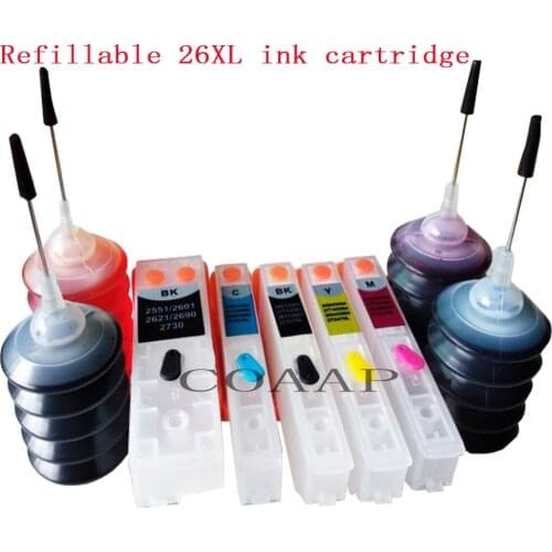 1 Set 26XL T2601 T2621 T2631 printer Refillable Empty ink cartridge For XP-600 XP-700 XP-800 XP-520 XP-620 XP-625+120ml ink