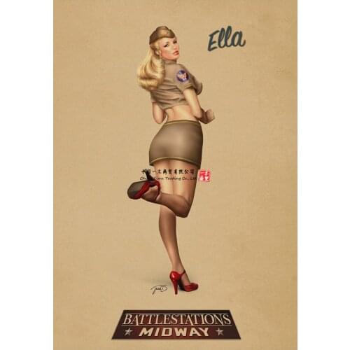 Retro De La Segunda Guerra Mundial Sexy Pin Up Girl Poster Military Bar Cafe Pared Del Hogar Papel Vintage Poster