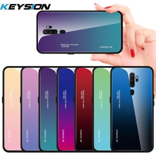 KEYSION Gradient Tempered Glass Phone Case For OPPO A9 2020 Case Silicone Hard Glass Shockproof Back Cover for OPPO A5 2020 A11X