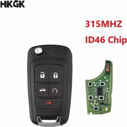 5 Button Flip Folding Remote Car Key 315MHz ID46 chip For Chevrolet Cruze Equinox Malibu Camaro 2010-2016