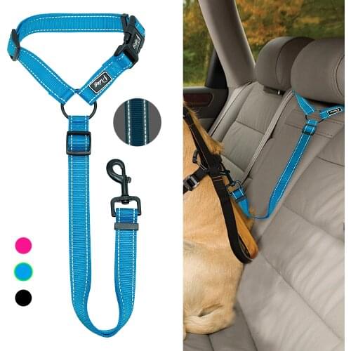 Dog Car Seat Belt Dog Vehicle Seatbelts Harness Safety Nylon Dog Leash Car Headrest Restraint Rose Blue Black
