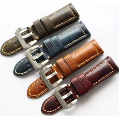 Genuine Leather Watch Strap 22mm 24mm 26mm Fashion Blue Watch Accessories Watchband For Panerai Watch Band