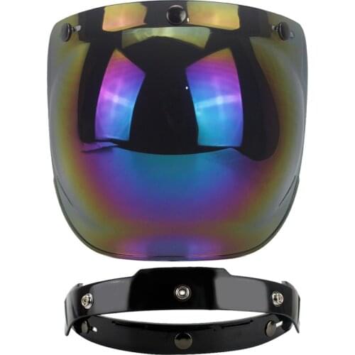 UV 400 Protection Motorcycle Helmet Shield Windshield Vintage Open Face Helmet Bubble Visor Fit 3 Pins Buckle Helmets with Flip