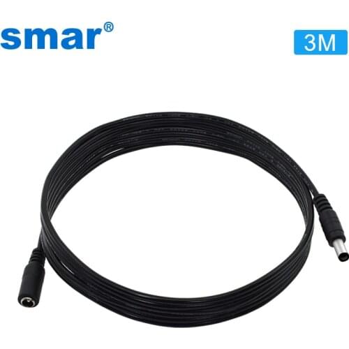 Smar Standard DC12V Power Extension Cable 3 Meter/ 10FT Jack Socket 5.5mm x 2.1mm Male Plug Extension Cord For 12V CCTV Camera