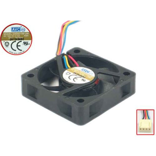 AVC DA04010B12M, P004 DC 12V 0.10A 40x40x10mm Server Cooling Fan