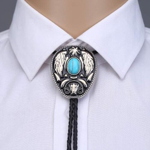 7 colors Vintage western leaf turquoise stone bolo tie for man handmakde Indian cowboy western cowgirl zinc alloy necktie