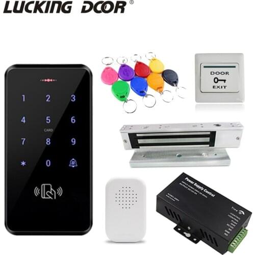 Waterproof Access Control Touch Keypad with DC12V Power Supply Electronic Lock 125KHz Keyfobs Switch Access Control System Kit