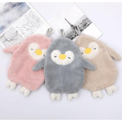 YADA Soft Cute Cartoon Penguin Hand Towel Household Dust Cleaning Cloth Coral Velvet Thick Absorbent For Adults Women TW200013