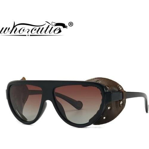 WHO CUTIE 2020 Vintage Steampunk Polarized Sunglasses Women Men Brand Design Cat Eye Stylish Sun Glasses Shades Male Female S140