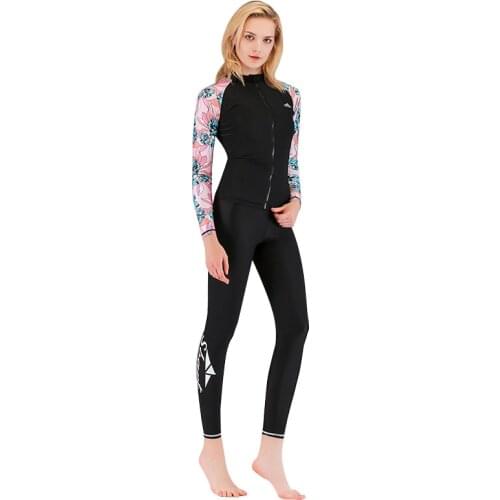 Women Long Sleeve Rashguard Swim Shirt UPF 50+ Rash Guard Swimsuit Top & Bottom Full Body Two Piece Surfing Snorkeling Sun Suits