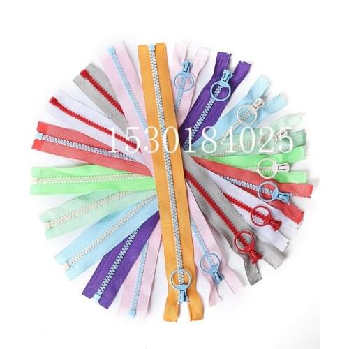 10pcs Hit Color (30-60CM) Openings 5# Resin Zipper Pull Ring Zipper Head DIY Sewing Handbags Clothing Accessories (color:U PICK)
