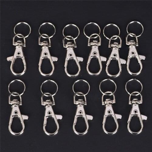 10pcs Classic Metal Swivel Lobster Clasp Clips Split Ring DIY Small Pet Collar Accessories