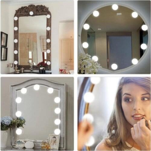 10Pcs Makeup Mirror Vanity LED Light Bulbs lamp Kit 3 Levels Brightness Adjustable Lighted Make up Mirrors Cosmetic lights