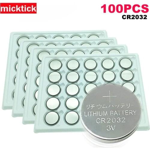 100 Pack CR2032 fob 2032 DL2032 Battery car Key CR2032 Batteries 3.0V 230mAh Lithium Coin Button Cell Batteries batteria