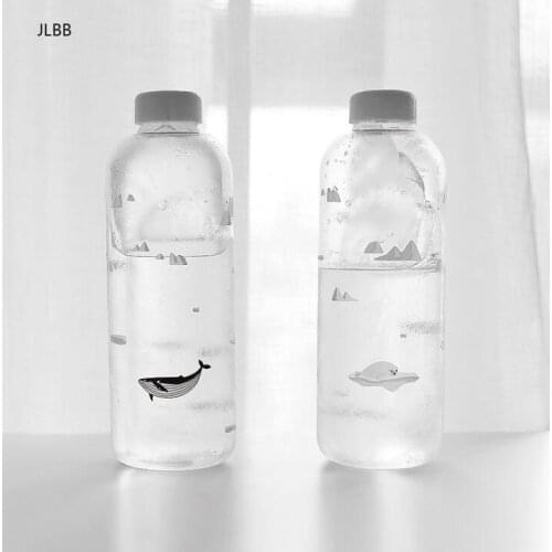 1000ml Creativity Large Capacity Glass Water Bottle Outdoor Portable Lovely Cartoon Drink Bottle
