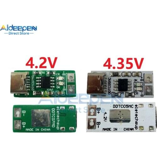 1S Type-C USB to 4.2V 4.35V 1A Step-down Buck LiPo Polymer Li-Ion Charger for 3.7V 3.8V 18650 Lithium Battery