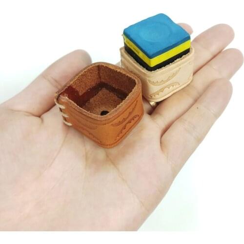 2pcs Portable Genuine Leather Carving Open-design Billiards Chalk Case Cover Snooker Pool Cue Chalk Holder billiard accessories