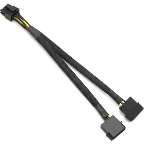 20pcs/Lot Dual IDE Molex 4Pin to PCI-E/ GPU 8Pin (6+2Pin) Power Adapter Cable