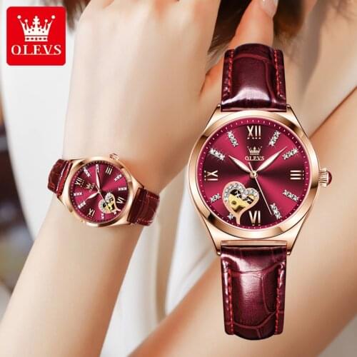OLEVS 2021 Fashion Automatic Mechanical Women Watches Casual Dress Female Clock Ladies Watch Gift Set for Girlfriend Lover Wife