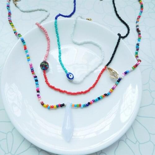 3 Pieces Boho Statement Multielement Charms Sar Gem Crystal Pendant Womens Necklace Sets Hot Sale Imitation Pearl Bead Necklace