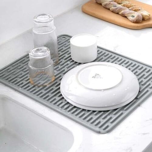 Nordic Kitchen Large Silicone Drying Mat Heat Resistant Cushion Pad Dish Cup Dishwasher Draining Dinnerware Table Placemat