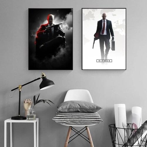 Black White Modern Hot Sale Canvas Hitman Game Posters And Prints Wall Art Paintings Picture For Living Room Home Decor No Frame