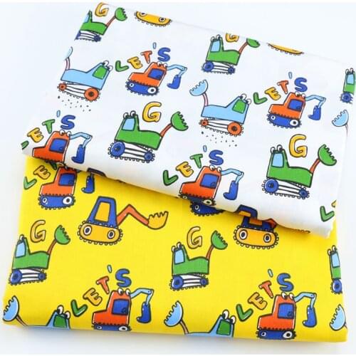 Breathable Soft 100% Pure Cotton Fabric Material Cartoon Style Car Printed Cotton Fabric for DIY Sewing Patchwork Baby Cloth