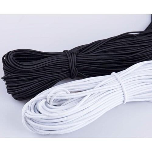 5/10/20 Yards Black White Elastic Cord 3mm Rubber Rope Stretch String Round Elastic Band For Garment Sewing DIY Handmade Craft
