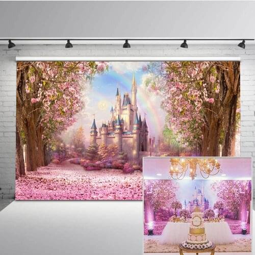 Mehofoto Photography Background Floral Sea Backdrop for Photo Studio Princess baby shower Fantasy Castle Rainbow photocall party