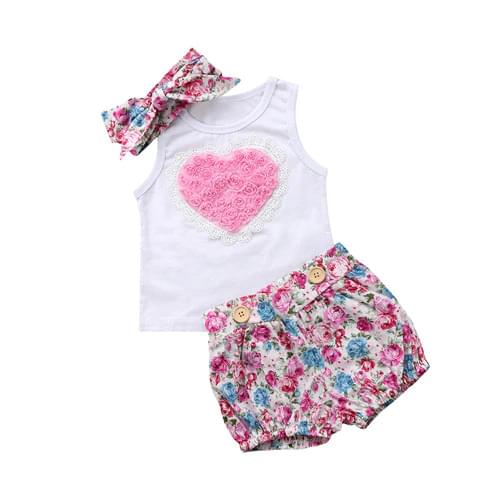 Newborn Baby Kids Girl Cotton T-shirt Dress Pants Outfit Baby Clothing Baby Girls Sleeveless T-shirt Shorts Clothes Set