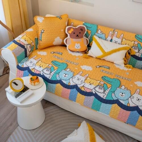 Nordic Cartoon Cotton Sofa Cover Four Seasons Universal Non-Slip Skin-Friendly Fashion Corner Sofa Towel For Living Room