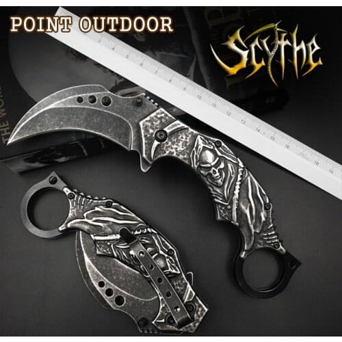 Pocket Knife Death Reaper 3D Engrave Wilding Tactical Hunting Tools Karambit Claw Knives High Quality Everydaycarry