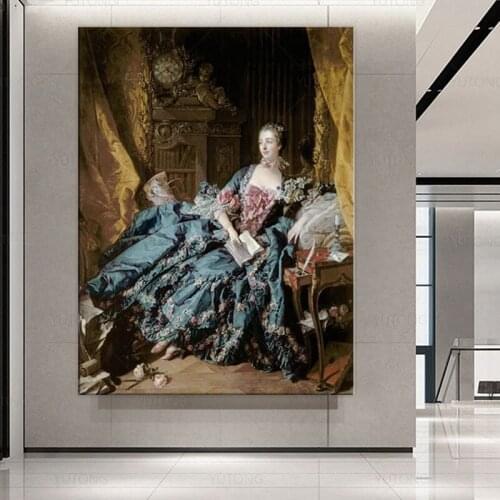 Francois Boucher Madame De Pompadour Wall Art Canvas Prints Classical Famous Painting Reproduction For Living Room Cuadros Decor