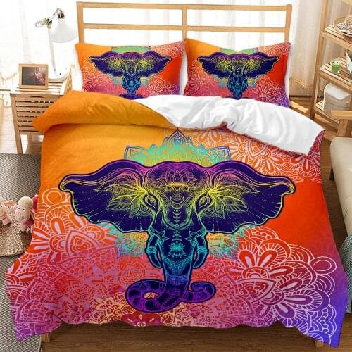 Boho Duvet Cover Set 3D Prints Elephant Quilt Cover Ethnic Bedding Set Queen King Size Comforter Cover Single Double Bedclothes