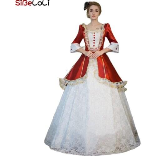 Red and Green Womens Victorian Rococo Dress Inspiration Maiden Princess Costume