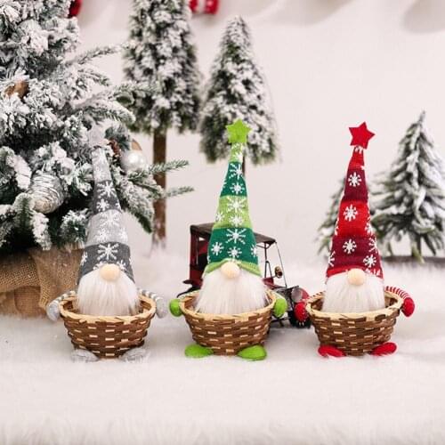 Gnome Doll Faceless Doll Snowflake Pattern Festival Decor Basket Design Faceless Gnomes Old Man Doll for Christmas