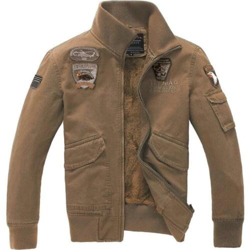 Pop Sping Winter Mens Warm Bomber Jackets Male Slim Fit Fleece Lined Pilot Coats With Epaulets Plus Size M-4XL Casaco Masculino