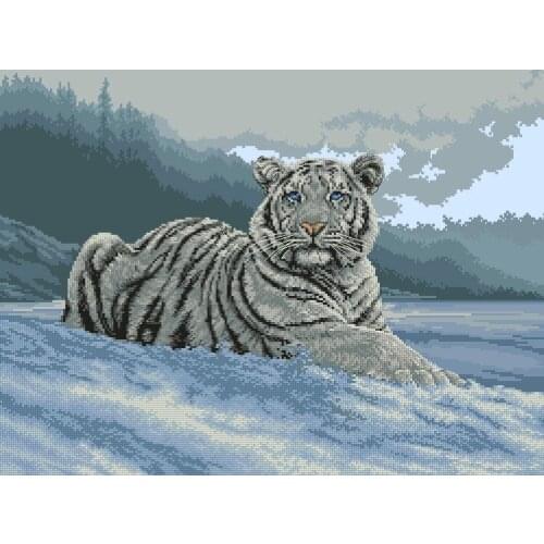Sewing kit, Tiger, Animal Forest Top Quality Embroidery Needlework 14CT Unprinted Cross Stitch Kits DIY Handmade Home Decor