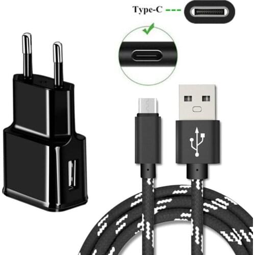 5V 2A Wall adapter 2M Type C USB Charger nylon wire For Samsung Galaxy S8 S9 S10 A8 2018 Huawei Mate 20 lite P20 pro Honor 9 10