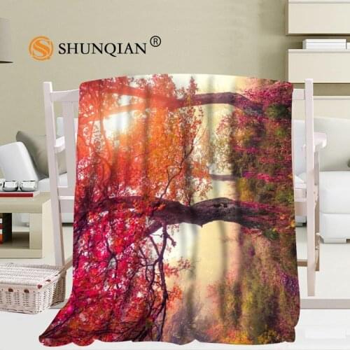 Custom Autumn Nature Forests Blanket Soft DIY Your Picture Decoration Bedroom Size 56x80Inch,50X60Inch,40X50Inch A7.10