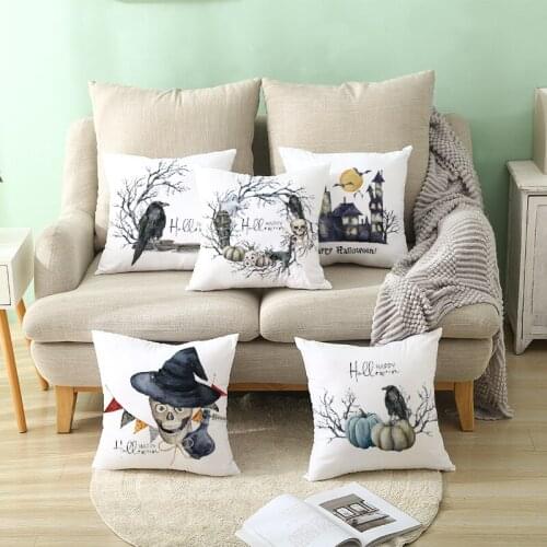 Single-Sided Printed Cushion Cover 45X45 Halloween Skull Pillowcase Sofa Cushions Pillow Cases Pillow Covers