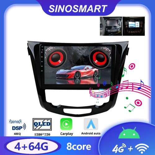 SINOSMART 8 Core CPU DSP Car Navigation GPS Player for Nissan J11/X-Trail/Rogue/Dualis 2013-2021 Support factory OEM 360 View