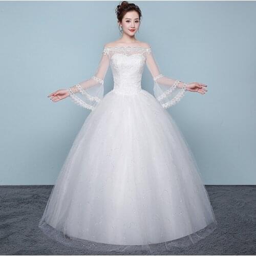 Wedding Dresses Illusion Boat Neck Full Sequined Embroidery Tulle Lace Backless Luxury Off The Shoulder Women Bridal Gown FB669