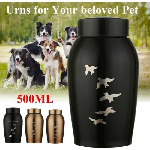 500Ml / 250Ml Stainless Steel Pet Urns For Dogs Cats Birds Hamsters Rabbits Cremation Ash Coffins Burial Of Ashes Pet Memorial